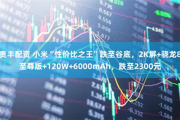 贵丰配资 小米“性价比之王”跌至谷底，2K屏+骁龙8至尊版+120W+6000mAh，跌至2300元