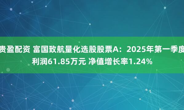 贵盈配资 富国致航量化选股股票A：2025年第一季度利润61.85万元 净值增长率1.24%